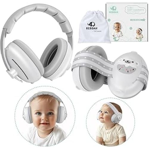 BEBOAN 2-in-1 Baby Ear Muffs Noise Protection for 0-36 Months, Noise Cancelling Headphones for Infant, Newborn Ear Protection for Airplane Travel, Toddler Sound Proof