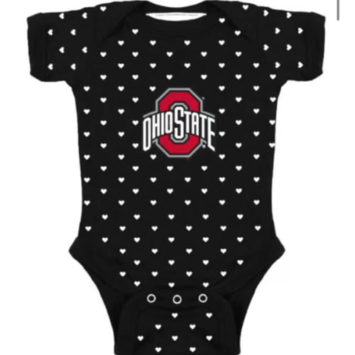 Ohio State Buckeyes BLACK Baby Heart Romper - 120287178