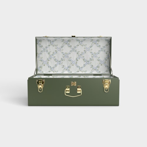 Petite Trunk - Green - Timeless Trellis / No Embroidery