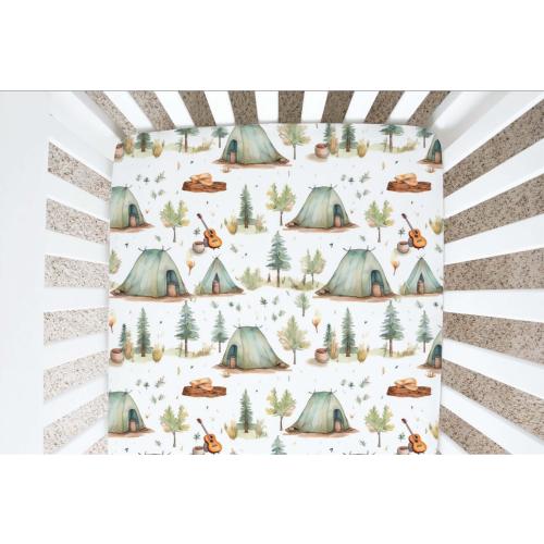 Camping Tent Crib Sheet: Woodland Nursery Bedding