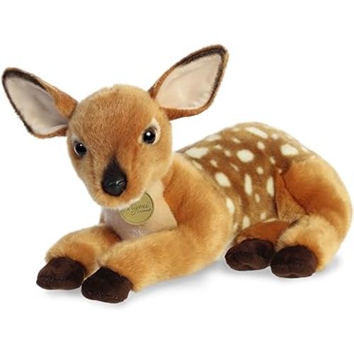 Aurora® Realistic Miyoni® Deer Stuffed Animal - Lifelike Details Make a Cherished Companion - Perfect for Decorating Bedrooms or Classrooms - Brown 14 Inches