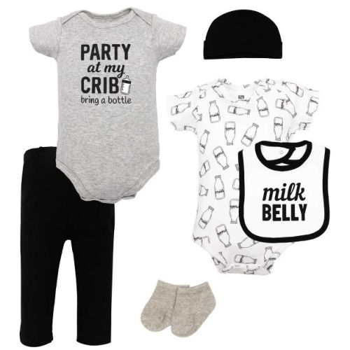 Hudson Baby Infant Boys Cotton Layette Set, Milk Bottle