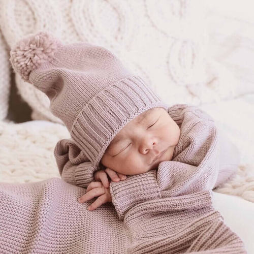 Knit Baby Pom Pom Beanie | Iris