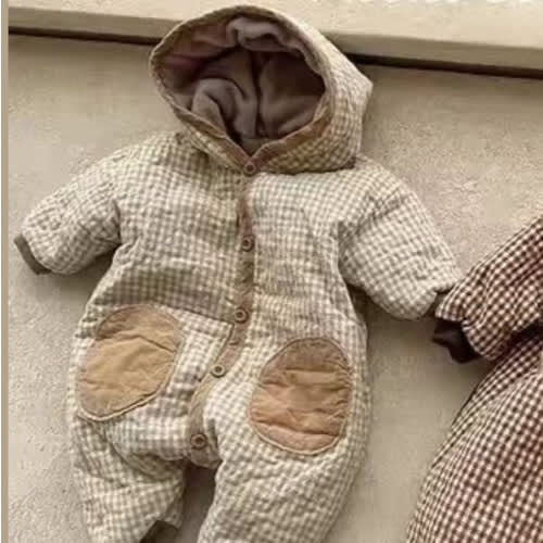 Checkered Hooded Padded Snowsuit – Teeny Mini Me