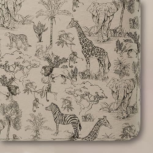 Oilo Crib Sheet, Breathable, Fitted, Organic Cotton Jersey, 300-Thread, Machine Wash, Fits Standard Crib (28" x 52" x 6"), Toddler Bedding, Heirloom Organic Collection, Vintage Safari