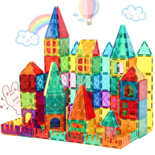 FunMagic Magnetic Tiles, 32-Piece Magnet Building Set for Kids, STEM 3D Stacking Toys, Safe ABS Plastic
