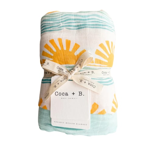 Sun + Wave 6 Layer Organic Bamboo Muslin Blanket