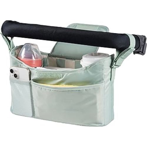 Tiny Twinkle Universal Stroller Organizer with Adjustable Strap - Waterproof Caddy Fits Baby Jogger, Nuna, Graco, Donna and Bugaboo Stroller | Sage Checkers
