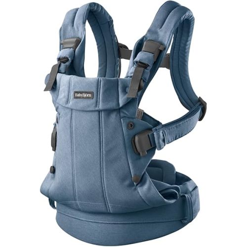 BabyBjörn Baby Carrier Harmony, Woven mélange, Blue | 3-in-1 Ergonomic Baby Carrier; Newborn, Facing-in, Outward-Facing, and Back Carrying Positions Supported (7-40 lbs), Newborn to Toddler