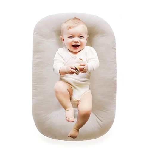 100% Cotton Baby Lounger for Newborn 0-24 Months(Apricot)