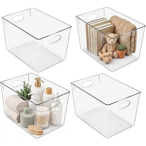 Sorbus Clear Storage Bins for Cube Shelves & Closets (Extra Large, 4 Pack)