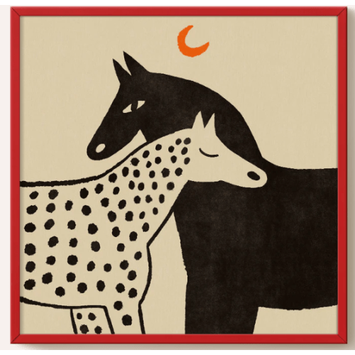 Enikő Eged - Under the moon 50cm x 50cm RED  Frame
