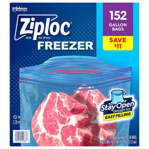 Ziploc Stay Open Design Gallon Freezer Bags, 152 ct.