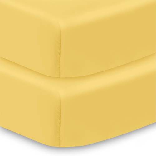 All-in-One Fitted Sheet & Waterproof Cover, For 52" x 28"/132 x 71 cm Crib Mattress, Yellow (2-Pack)