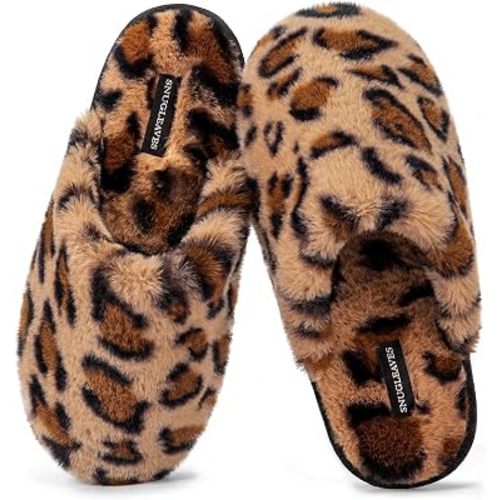 Snug Leaves Women's Fuzzy Scuff Slippers Memory Foam Non-slip House Shoes