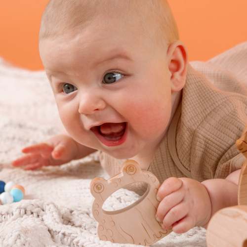 Soothing Frog Teether With Organic Cotton Bag | Made In The Usa 🇺🇸
