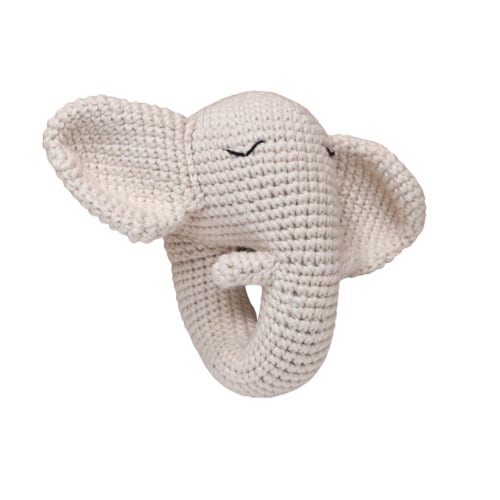 Crocheted Elephant Rattle - Organic Natural