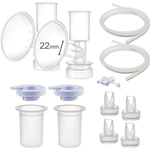 Maymom Pump Parts Compatible with Ameda Purely Yours Pumps; Incl. Silicone Membrane, Duckbill, Tubing, Flange; Replaces Ameda Spare Parts Kit (Flange 22 mm)