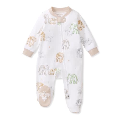 Burt's Bees Baby Boys' Organic Cotton, Sleep and Play Footed Pajamas | Easy Zip Front One-Piece PJs with Non-Slip Bee Grips, Cozy Infant Sleepwear & a Newborn Essential for a Restful Nights Sleep