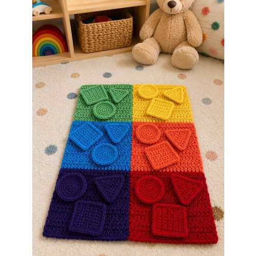 Learning Toy Color Sorting Mat and Shapes | Crochet Toddler Matching Game | Handmade Educational Toy | Colors and Shapes Activity