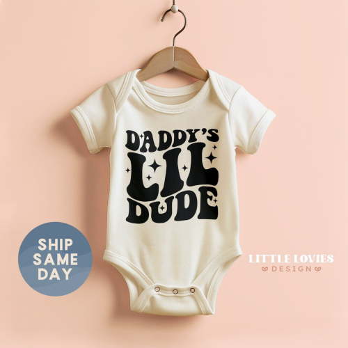 Luvly Daddy'S Lil Dude, Newborn Boy Father'S Day Baby Bodysuit, Best Dad Gift For Baby Boy, 1St Father'S Day Clothes, (Ca-D59), New Born, Baby Shower Gift, New Parents Gift
