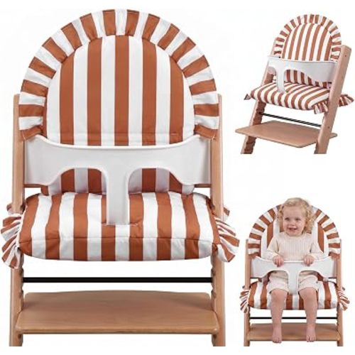Mifoci 2 Pcs Boho Ruffle High Chair Cushion Set for Wooden High Chair