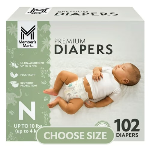 Member's Mark Premium Baby Diapers, Sizes Newborn Samsclub.com