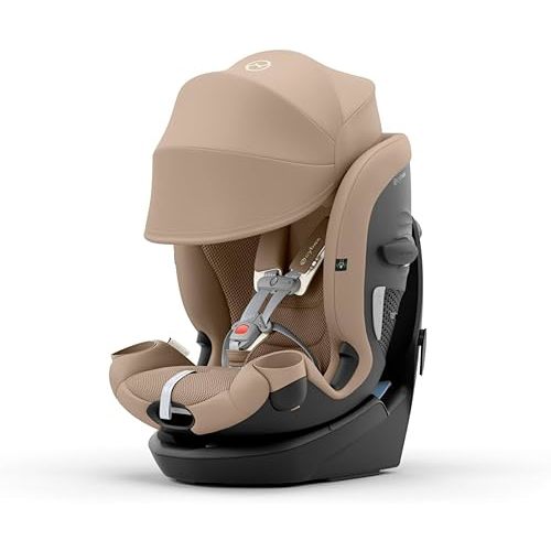 Cybex Callisto G 360 Rotating All-in-One Convertible Car Seat, SafeLock 1-Time Seat Belt Installation for Fast, Secure Setup, Side Impact Protection, SensorSafe – Almond Beige