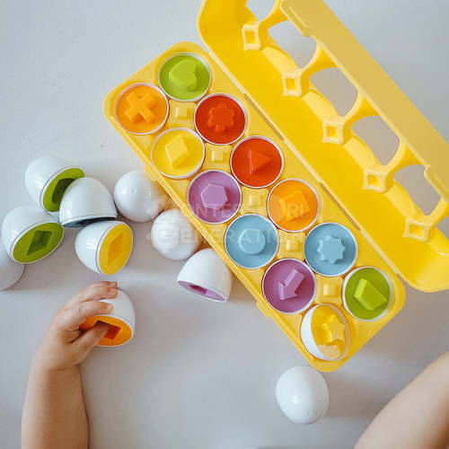 Montessori Geometric Eggs - Match to Learn Shapes and Colors!