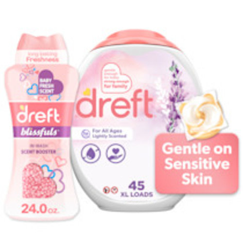 Dreft For-All-Ages Laundry Detergent Bundle - 45 Count + 24 Oz Beads
