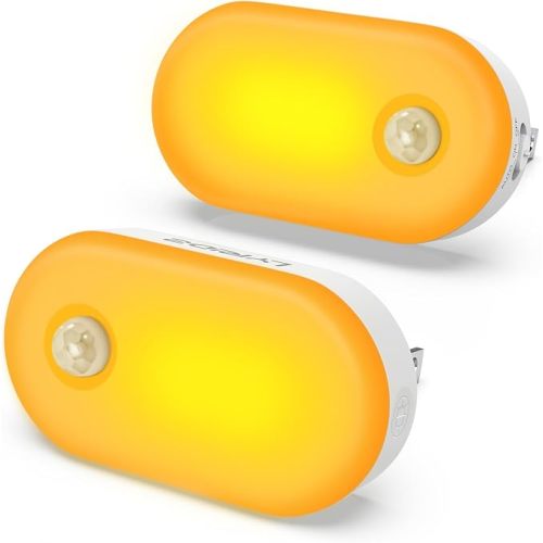 Amber Night Light Plug-in with Motion Sensor, 2-Pack