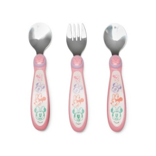 Disney 3pc Minnie Mouse Baby Utensils Set with 2 Spoons and a Fork