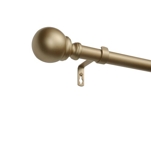 Exclusive Home Sphere 36-in to 72-in Gold Iron Single Curtain Rod with Finials ER1010-05 3672 at Lowes.com