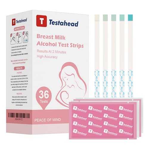 T TESTAHEAD 36Pcs Alcohol Test Strips for Breastmilk, Quick Results in 2 Minutes Breast Milk Alcohol Test Strips for Breastfeeding Moms at Home Holiday Party
