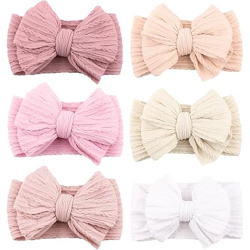 Niceye Handmade Baby Headbands Soft Stretchy Nylon Hair Bands with Bows for Newborn Infant Baby Toddler Girls