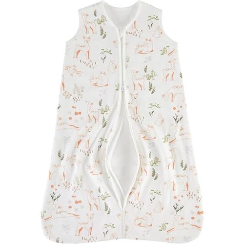 TILLYOU Baby Sleep Sack 6-12 Months TOG 1.5, 100% Cotton Soft Double Zipper Warm Sleeping Sack, Mischievous deer