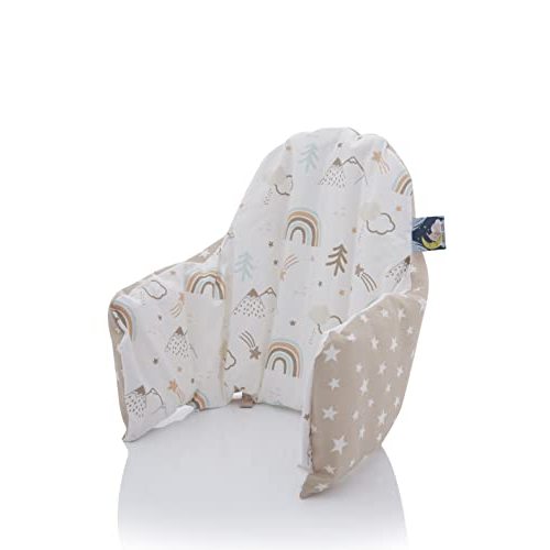 Cover– Washable & Reversible Cotton Cushion Cover for IKEA High Chair Accessories, Compatible with Antilop,Only Cover! (Brown Rainbow)
