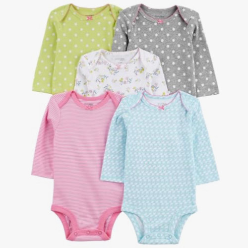 Simple Joys by Carter's Baby Girls 5-pack Long-sleeve Bodysuit 3-6 Months