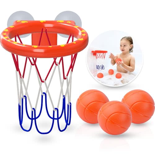 MARPPY Bath Toys - Bathtub Basketball Hoop for Kids Toddlers - Mold Free Bath Toys with Suction Cup & 3 No Hole Balls - Shower Toys and Bathtub Toys for Toddlers - Boys Girls