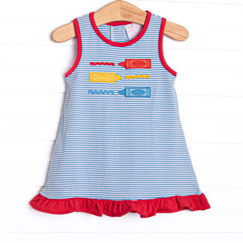 Coloring Curiosity Applique Ruffle Dress, Blue – Stitchy Fish