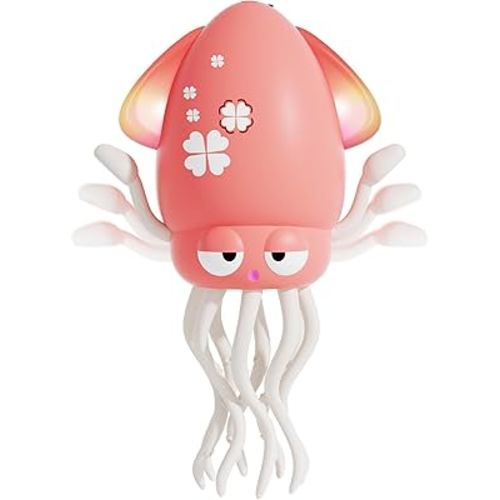 Electric Dancing Octopus Light Music Suitable for 12-18 Months Old Baby Toys, Kid Crawling Squid Toys Suitable for Toddler Tummy time, Birthday for 1 2 3 4 5 6 Year Old Girl (Pink)