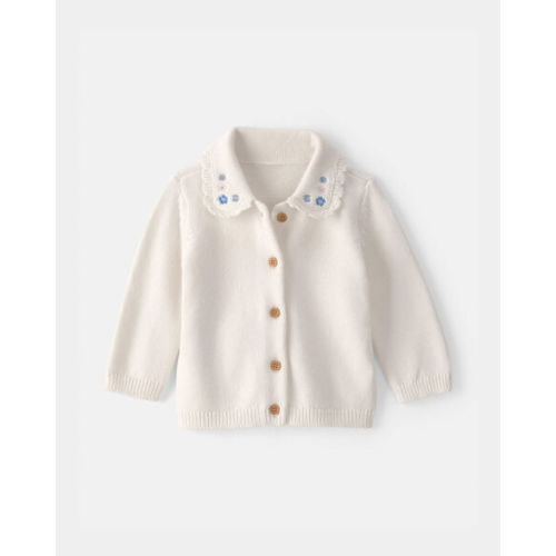 Baby Girl Floral Button-Up Cardigan Sweater - Ivory - OshKosh B'gosh | Carter's