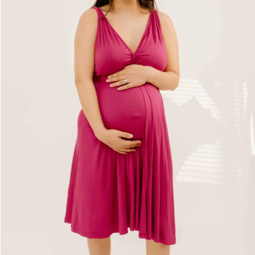 Juliet Labor & Postpartum Gown in Raspberry Red-Limited Time – Lila