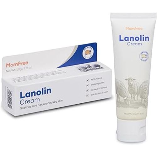 Natural Lanolin Nipple Cream: Soothing Nipples Cream Single Ingredient | Soothes Cracked & Sore Nipples | No Need to Remove Safe for Baby & Mom - 50g/1.76oz