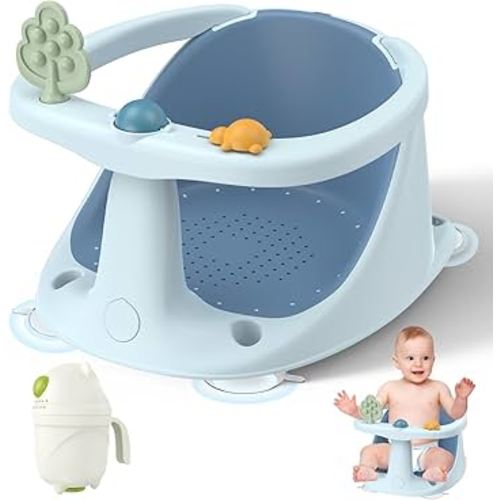 Baby Bath Seat: Infant Bath Seats for Babies Sitting Up - Toddler Bath Seat for Babies 6 Months & Up Baby Bathtub Seat with Non-Slip Suction Cups Baby Bath Tub Chair for Shower, Blue