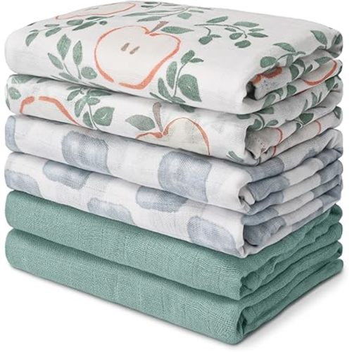 GLLQUEN BABY Couverture d'accueil en coton pour garçon en mousseline pour fille, couvertures à emmailloter pour nouveau-né, carrés respirant et doux, couvertures pour bébé fines en tissu, doubles