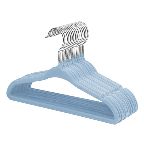 ManGotree Kids Velvet Clothes Hangers, Baby Childrens Hangers for Clothes Space Saving Non-Slip 15Pack (Blue)