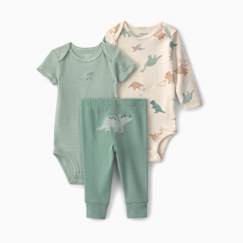 Carter's 3-Piece Bodysuit & Pant Gift Set - Green/Ivory Dino, 6M