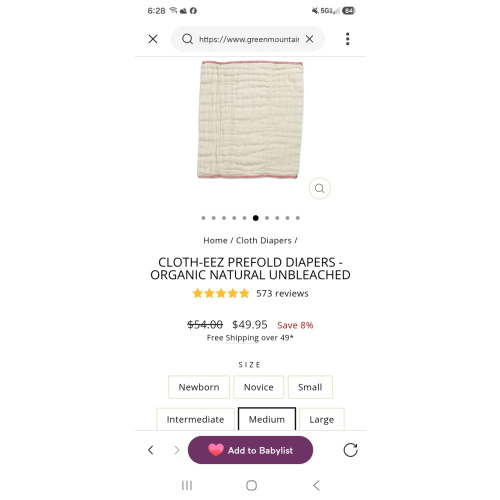 Cloth-eez Prefold Diapers - Organic Natural Unbleached