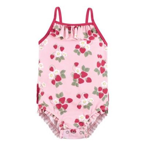 Hudson Baby Girls Baby Swimsuit, Pink Strawberry